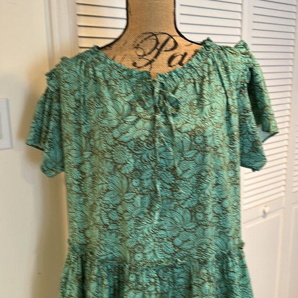 Olive and mint Green Floral design Women's Dress - Picture 2 of 3